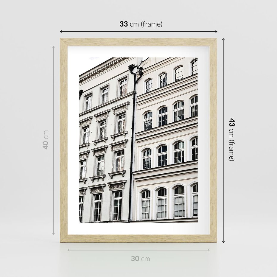 Plakat w ramie 30x40 - Urok Starej Kamienicy - budynki, miasto - rama drewno