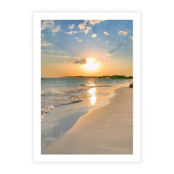 Plakat bez ramy 30x40 - Zachód słońca na plaży - plaża, zachód