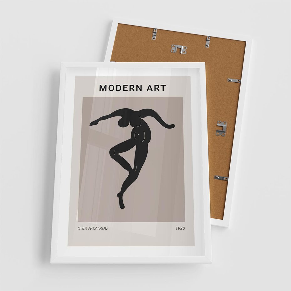 Plakat w ramie 50x70 - Modernistyczna Wizja - plakat modern, czarna postać - rama biała