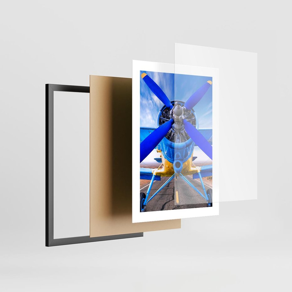 Plakat w ramie 30x40 - Śmigłowiec indygo - samolot, śmigło - rama czarna