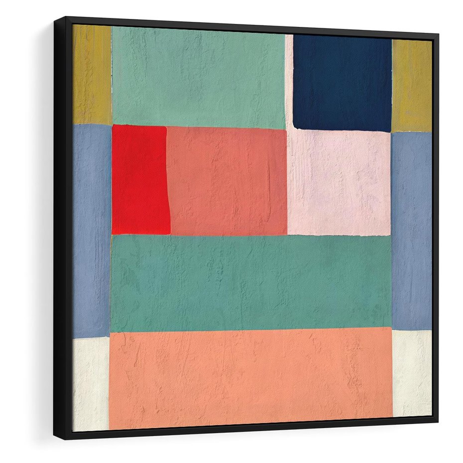 Obraz w ramie 50x50 - Bezgraniczne Nastroje Harmonii - abstrakcyjne geometryczne kształty, olejny obraz - rama czarna