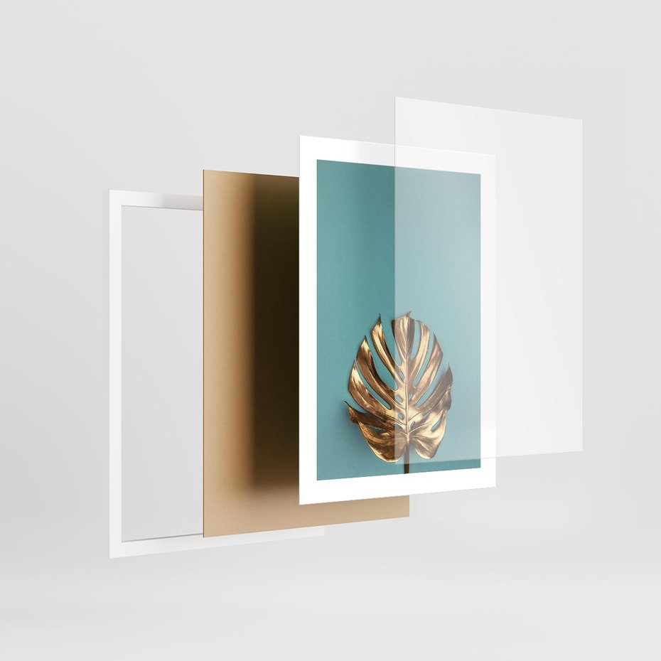 Plakat w ramie 30x40 - Piękno Natury - złote, liście - rama biała