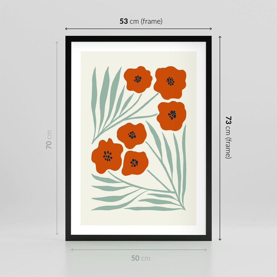 Plakat w ramie 50x70 - Makowe Odkrycie - czerwone kwiaty, maki - rama czarna