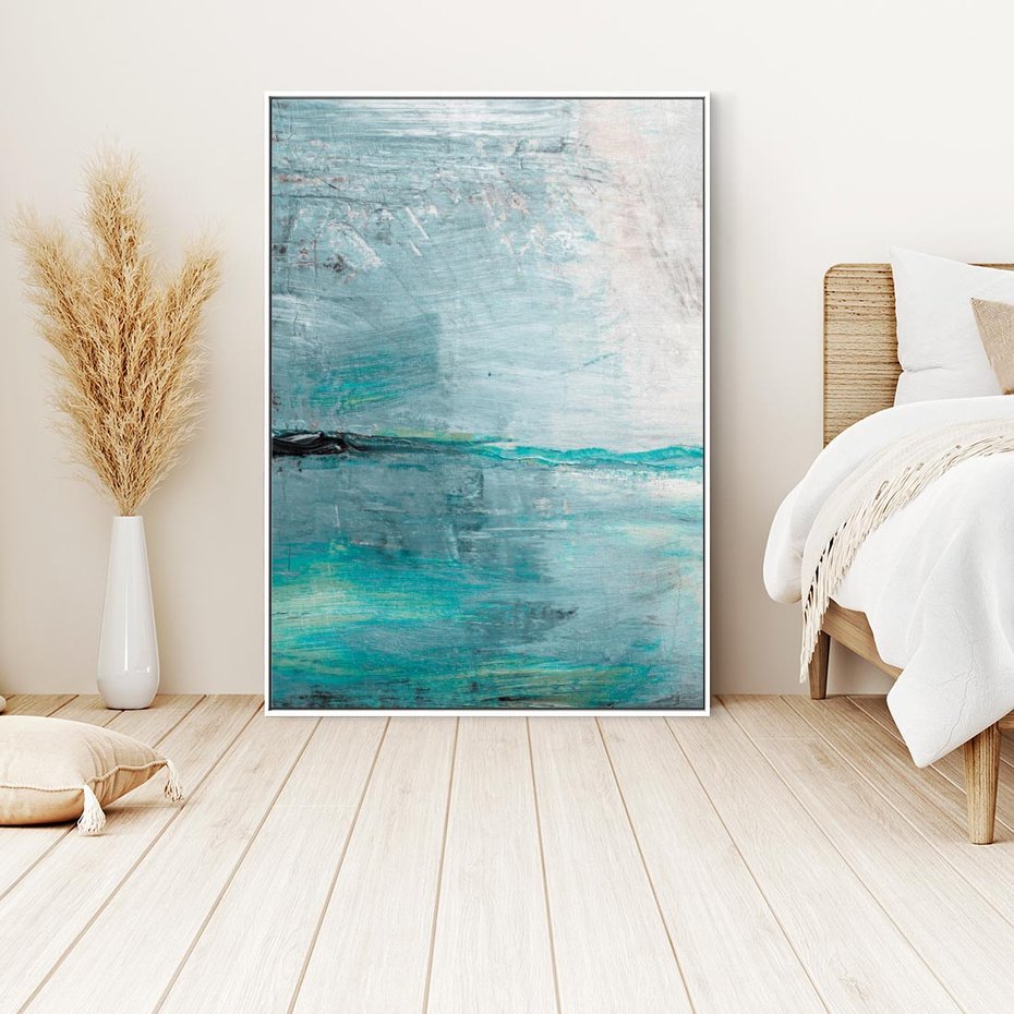 Obraz w ramie 70x100 - Odbicie utraconych barw - abstrakcja, niepokój - rama biała