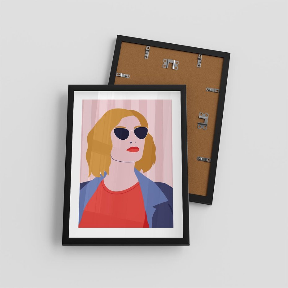 Plakat w ramie 30x40 - Kobieca Ekspresja - nowoczesny plakat, styl retro - rama czarna