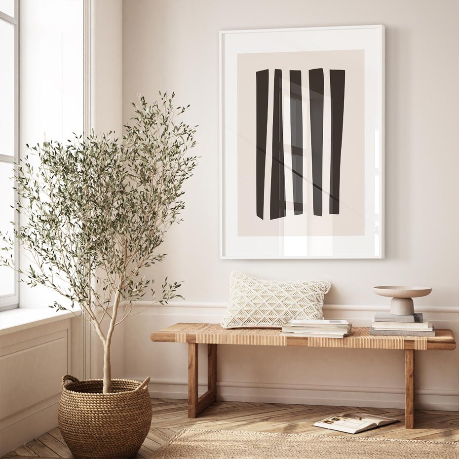 Plakat bez ramy 30x40 - Migotliwa Transformacja Form - minimalizm, czarne pasy