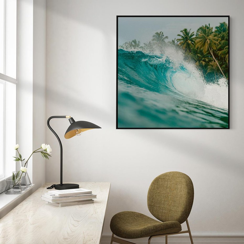 Obraz w ramie 50x50 - Rajskie Wybrzeże - fotografia, duża fala - rama czarna