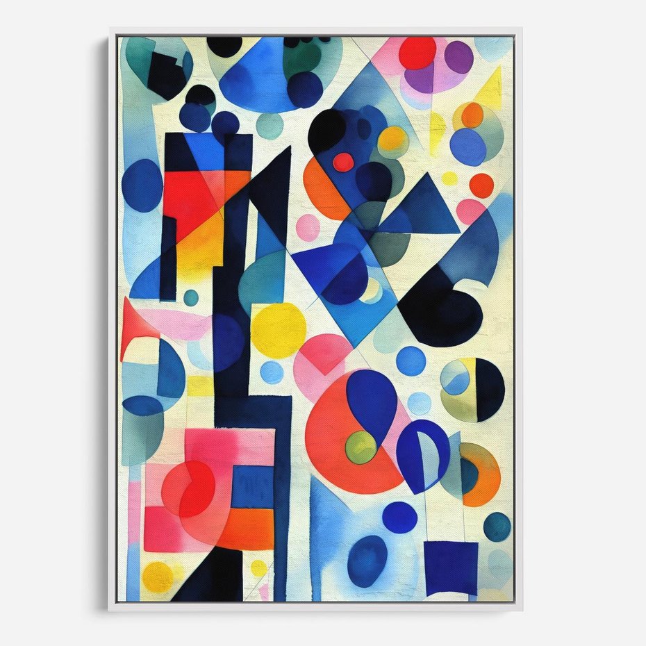 Obraz w ramie 50x70 - Księga Akwarelowych Przeniknięć - abstrakcyjny obraz, różne kolorowe kształty - rama biała