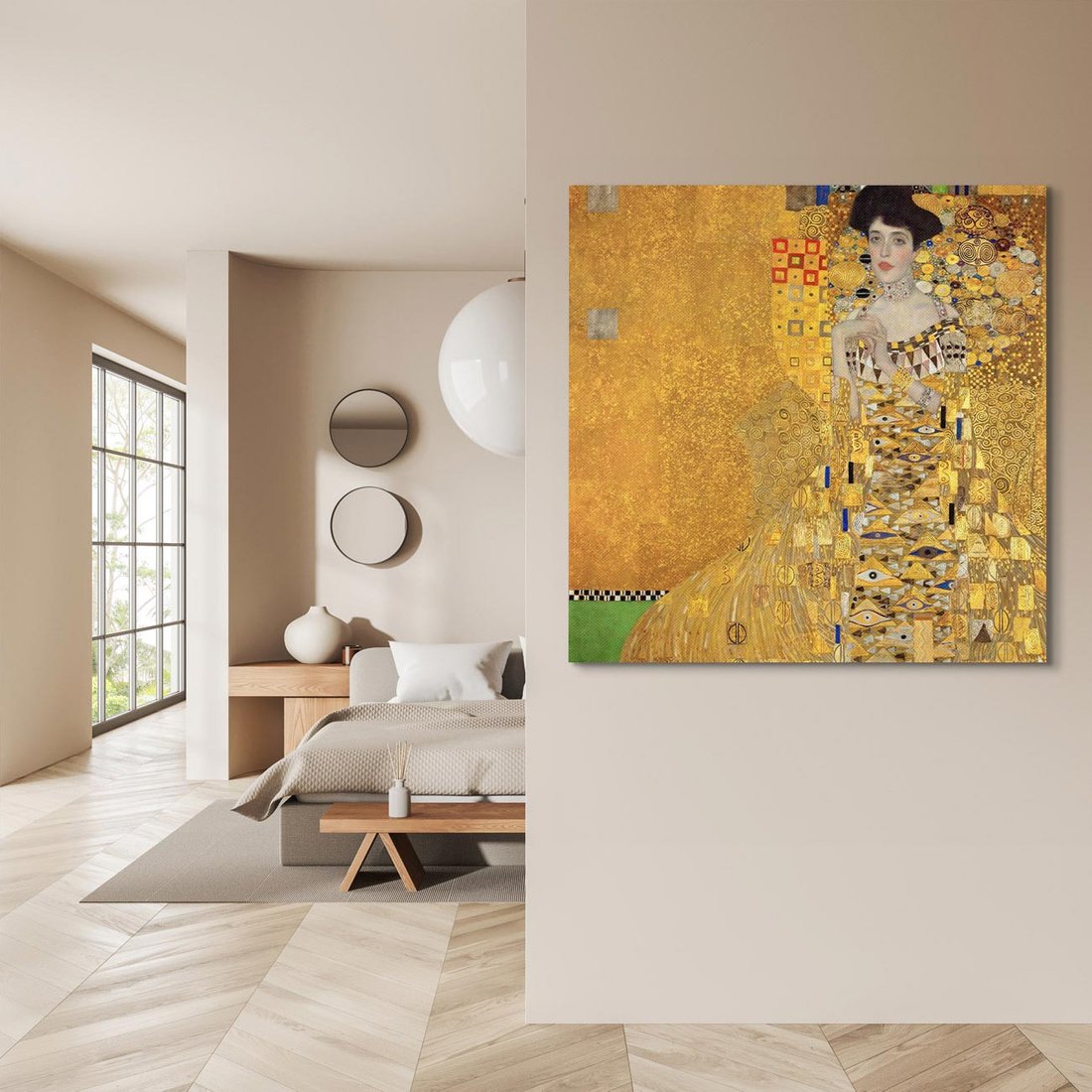 Obraz na płótnie 50x50 - "Portret Adele Bloch-Bauer I" (1907), Gustav Klimt - Reprodukcja - reprodukcja, obraz na płótnie