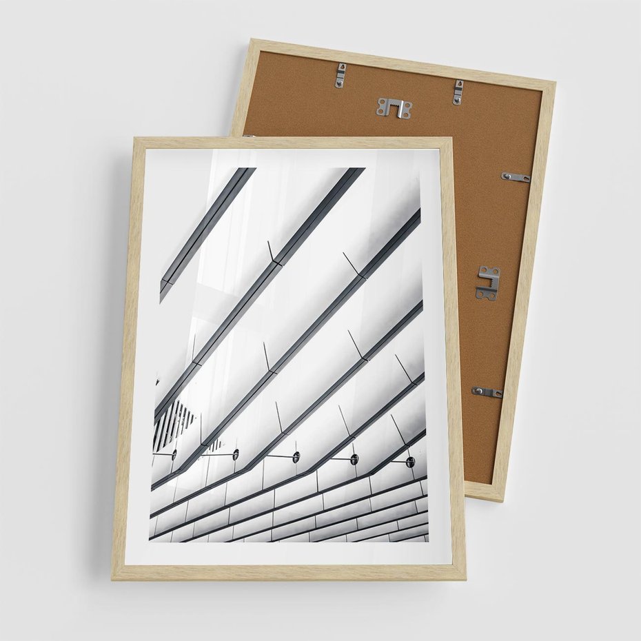 Plakat w ramie 50x70 - Czarno-Biała Fotografia Architektury - nowoczesna architektura, bialo czarny - rama drewno