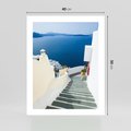 Plakat bez ramy 40x50 - Malowniczy urok wyspy - Santorini, schodki