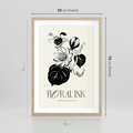 Plakat w ramie 50x70 - Odbicie kwiatowych chwil - kwiaty, typografia - rama drewno