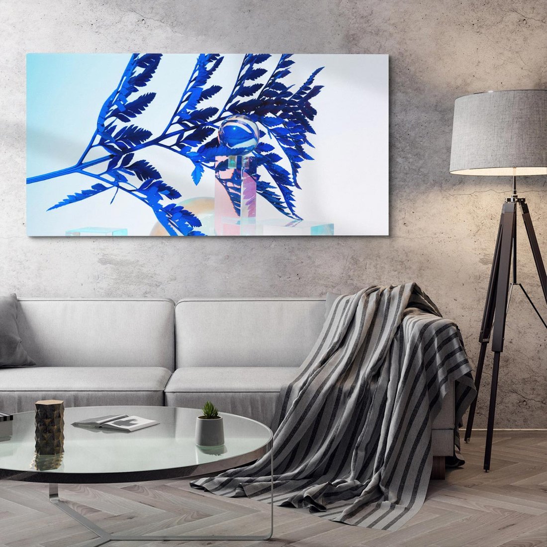 Obraz na płótnie 120x60 - Intensywny Kolor Natury - liście, kobalt
