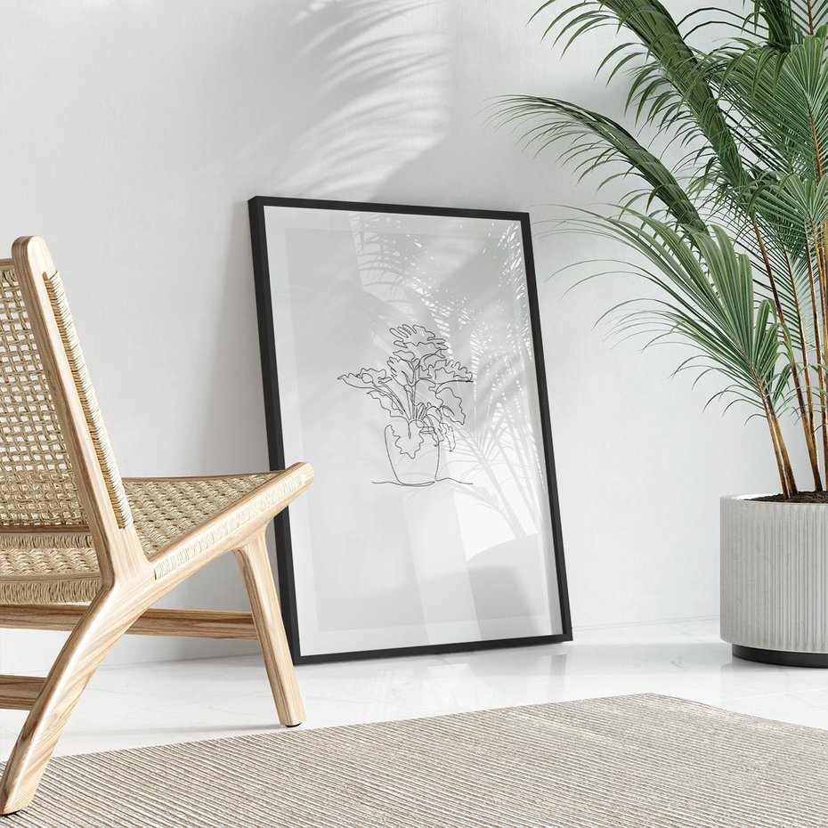 Plakat w ramie 50x70 - Rozkwitające Formy - szkic, minimalizm - rama czarna