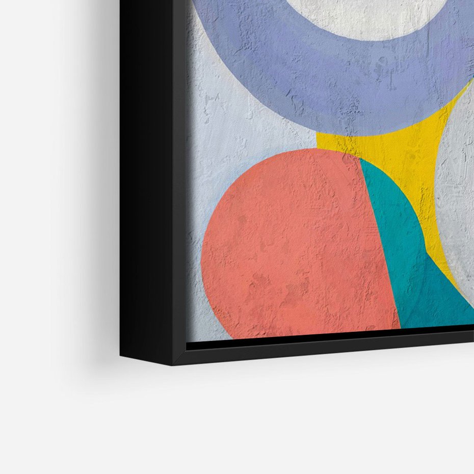 Obraz w ramie 50x70 - Rozkwitająca Symfonia Serca - abstrakcyjne geometryczne kształty, olejny obraz - rama czarna