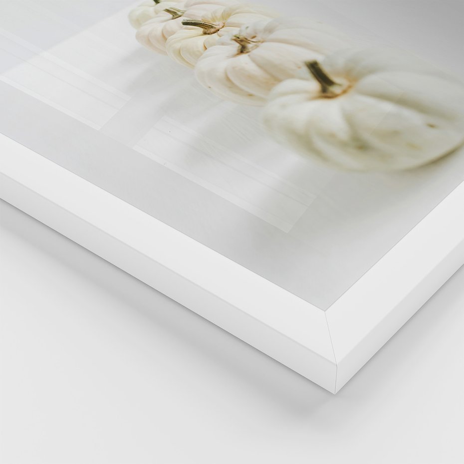 Zestaw obrazy w ramie 30x40 galeria - Białe, dynie, minimalizm - rama biała