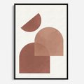 Obraz w ramie 70x100 - Harmonijne Widoki - abstrakcyjne geometryczne kształty, odcienie brązu i beżu - rama czarna