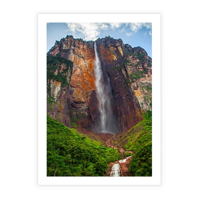 Plakat bez ramy 21x30 - Górska siła wodospadów - wodospad, góra