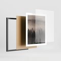 Plakat w ramie 40x50 - Mglista Opowieść Lasu - las, mgła - rama czarna