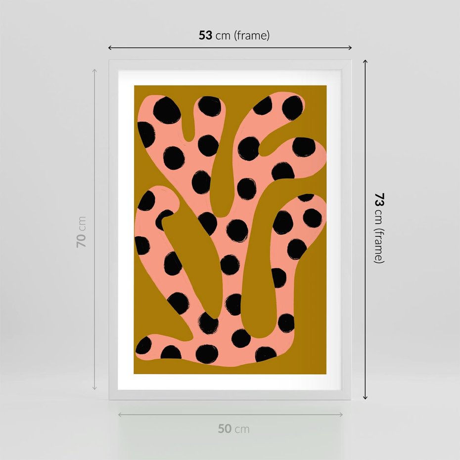 Plakat w ramie 50x70 - Rozkwitająca Wolność Boho - abstrakcyjne boho kształty, dziwne - rama biała