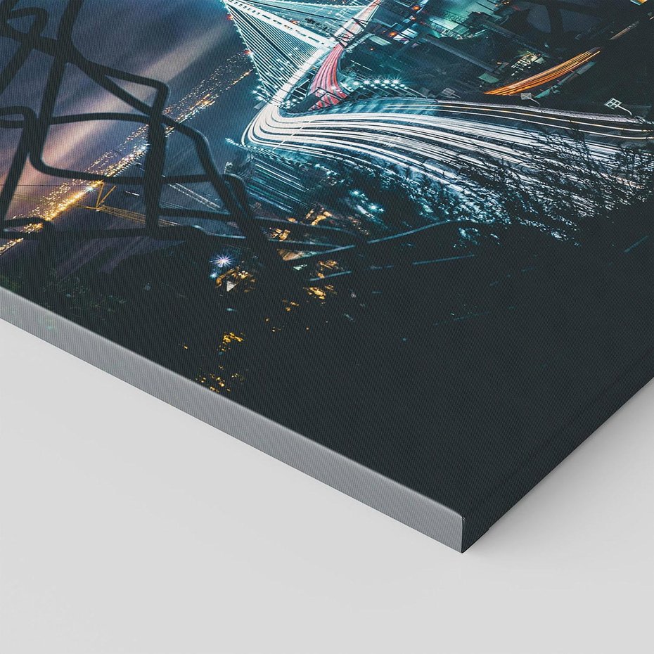 Obraz na płótnie 80x80 - Most nocą - Światła i refleksy - most, światła