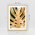 Plakat w ramie 30x40 - Piękno i Styl - złote, liście - rama drewno