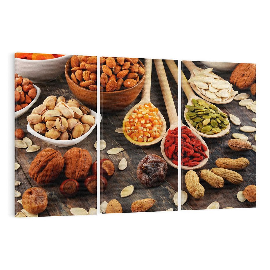 Obraz na płótnie 120x80 - Szlachetne smaki kuchni - nasiona, bakalie