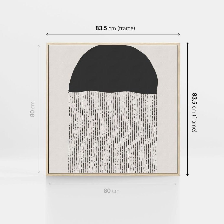 Obraz w ramie 80x80 - Wewnętrzne Widzenia - abstrakcyjna kompozycja, półkole - rama drewno