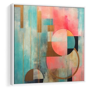 Obraz w ramie 50x50 - Abstrakcyjny Bałagan - abstrakcja, obraz olejny - rama biała