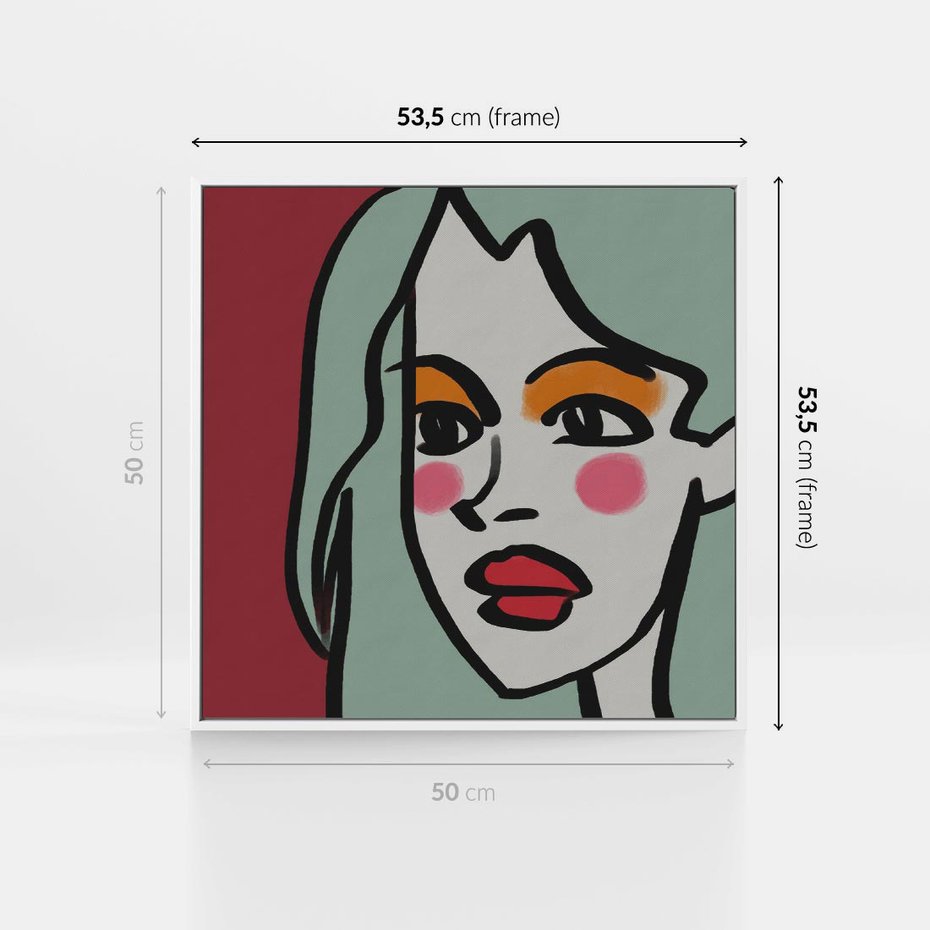 Obraz w ramie 50x50 - Ekspresja Linii - nowoczesny plakat, mocna linie - rama biała