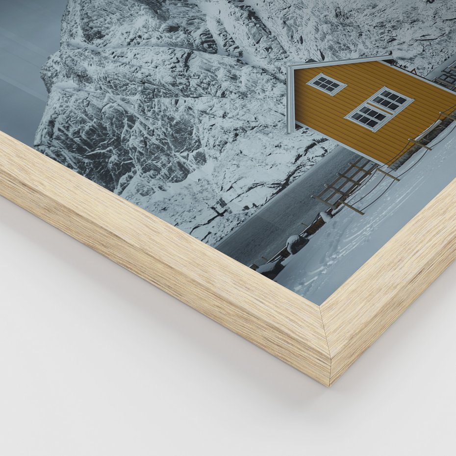 Zestaw obrazy w ramie 40x50 galeria - Skandynawia, Norwegia, góry, domek - rama drewno