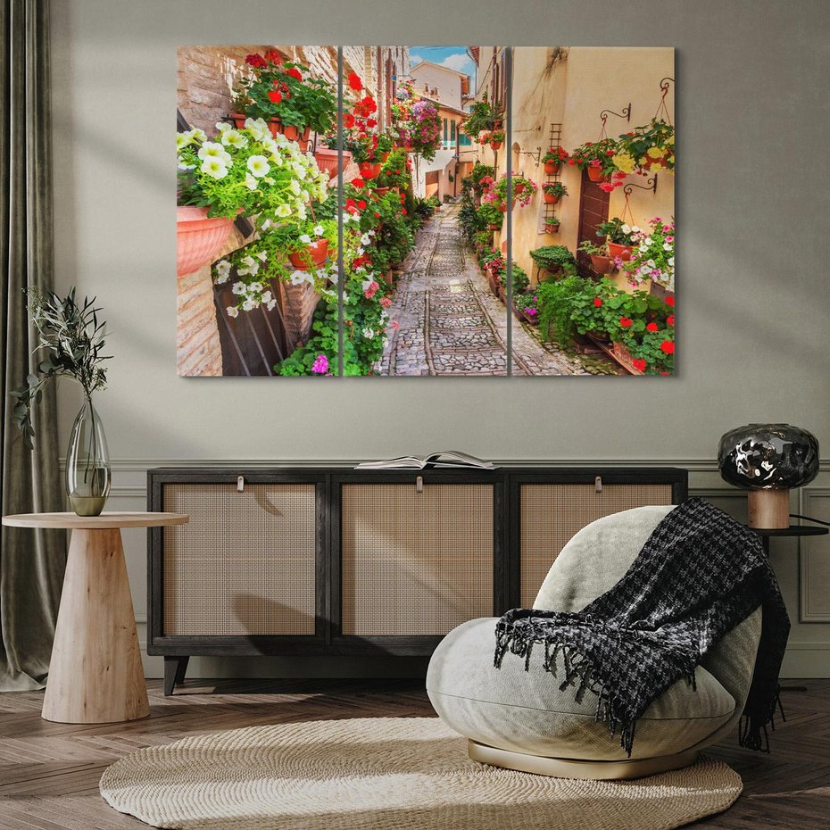 Obraz na płótnie 120x80 - miasto w kolorach - uliczka, miasto