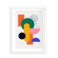 Plakat w ramie 50x70 - Harmonijne Przenikanie Form - nowoczesna sztuka, geometryczna kolorowa grafika - rama biała