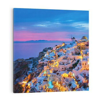 Obraz na płótnie 40x40 - Wyblakłe wspomnienia gwiazd - Santorini, wieczór