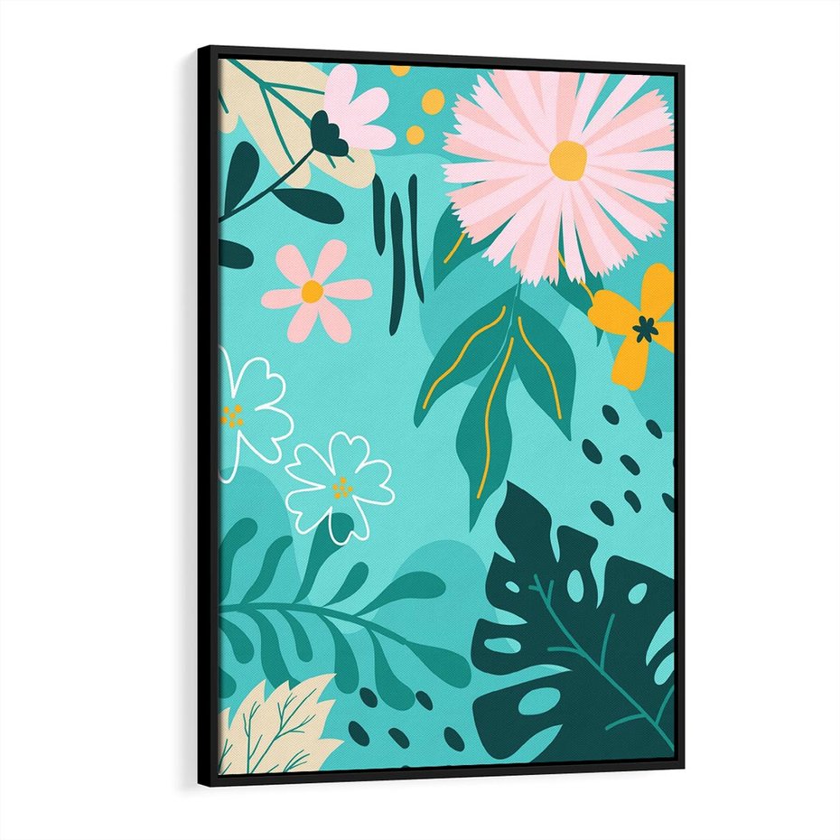 Obraz w ramie 70x100 - Kwiatowe Wibracje - pastelowa kompozycja, kwiaty - rama czarna
