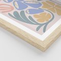 Plakat w ramie 50x70 - Minimalistycznie i Pastelowo - pastelowe kwiaty, na beżowym tle - rama drewno