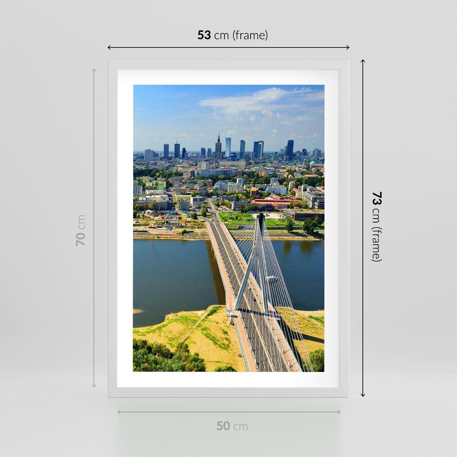 Plakat w ramie 50x70 - Most w metropolii - most, miato - rama biała
