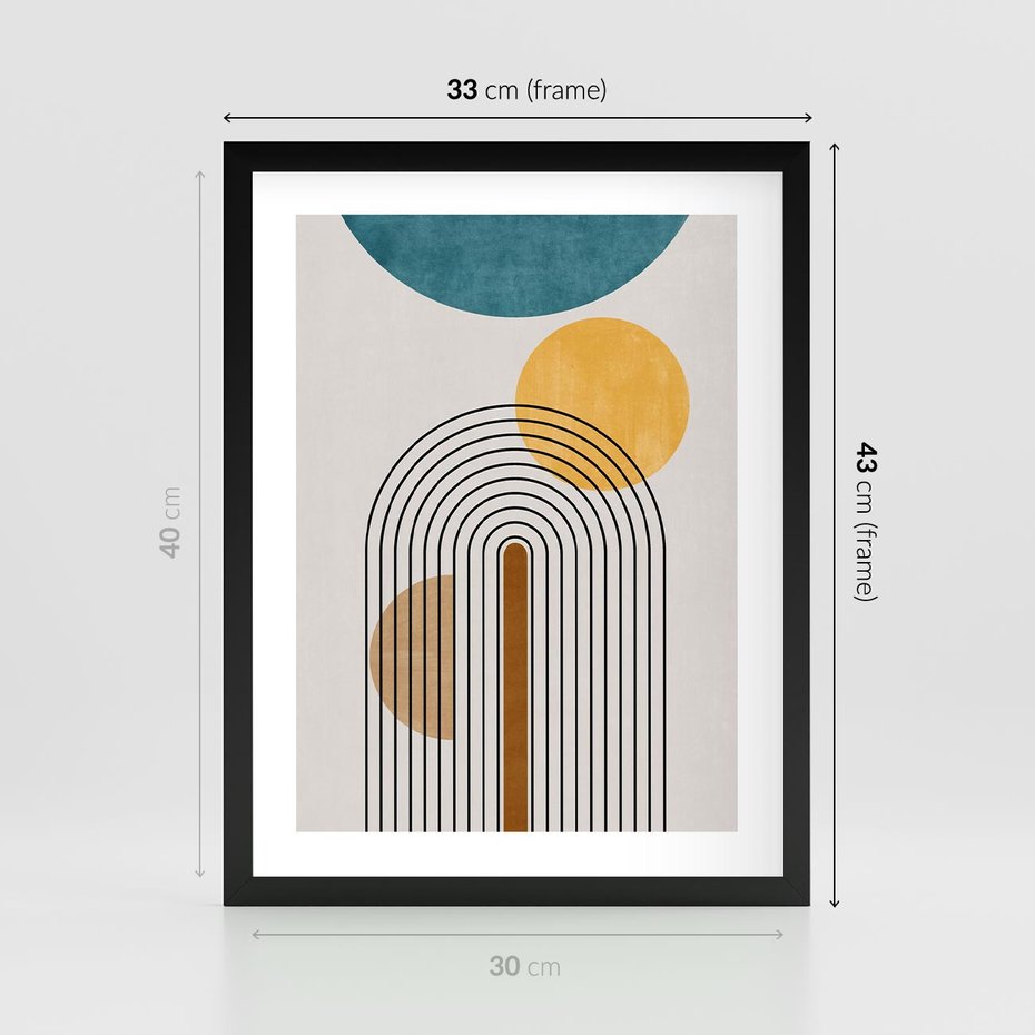 Plakat w ramie 30x40 - Wewnętrzne Labirynty Form - styl mid century, nowoczesna sztuka - rama czarna