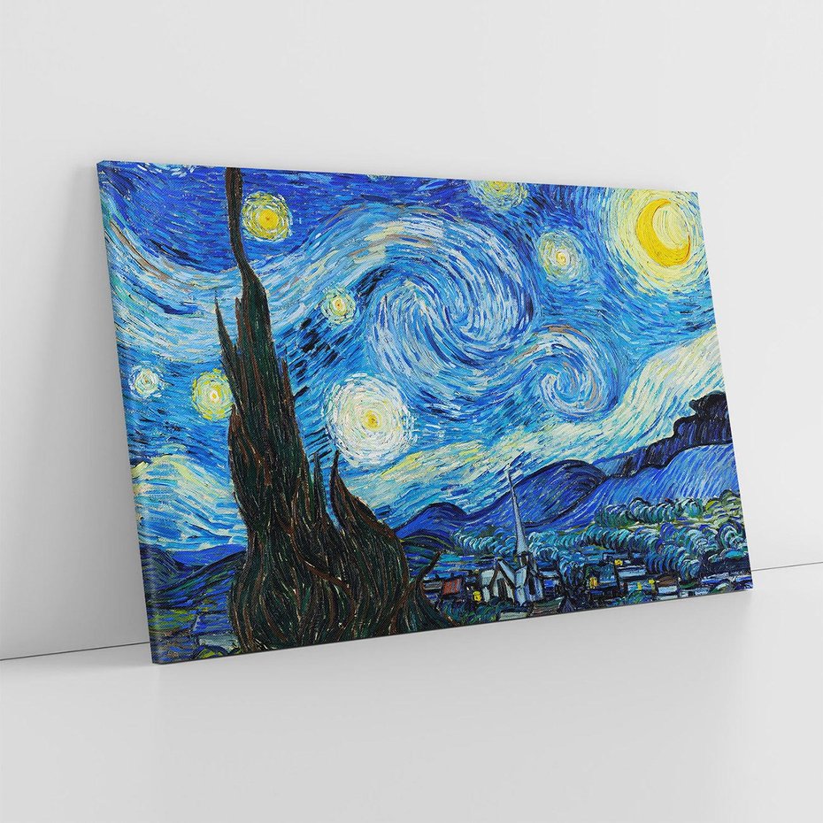 Obraz na płótnie 70x50 - "Gwiaździsta noc" (1889) Vincent van Gogh - Reprodukcja - reprodukcja, obraz na płótnie