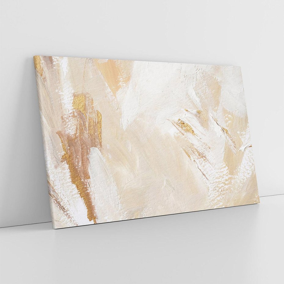 Obraz na płótnie 70x50 - Elegancja w Złocistym Chaosie - złoto beż, abstrakcja