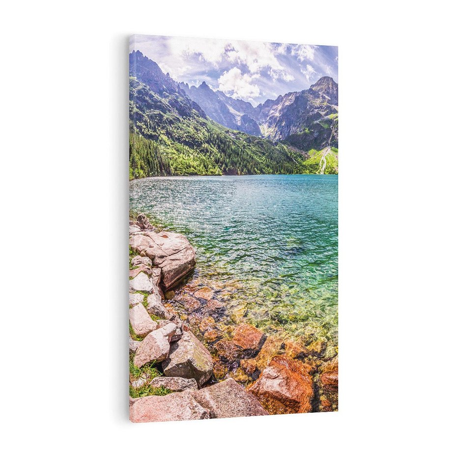 Obraz na płótnie 50x70 - Majestat gór - góry, jezioro