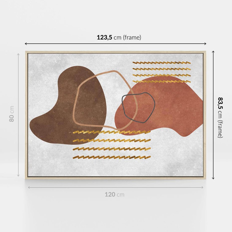 Obraz w ramie 120x80 - Odbicie światła serca - abstrakcyjne rozlane plamy, boho styl - rama drewno