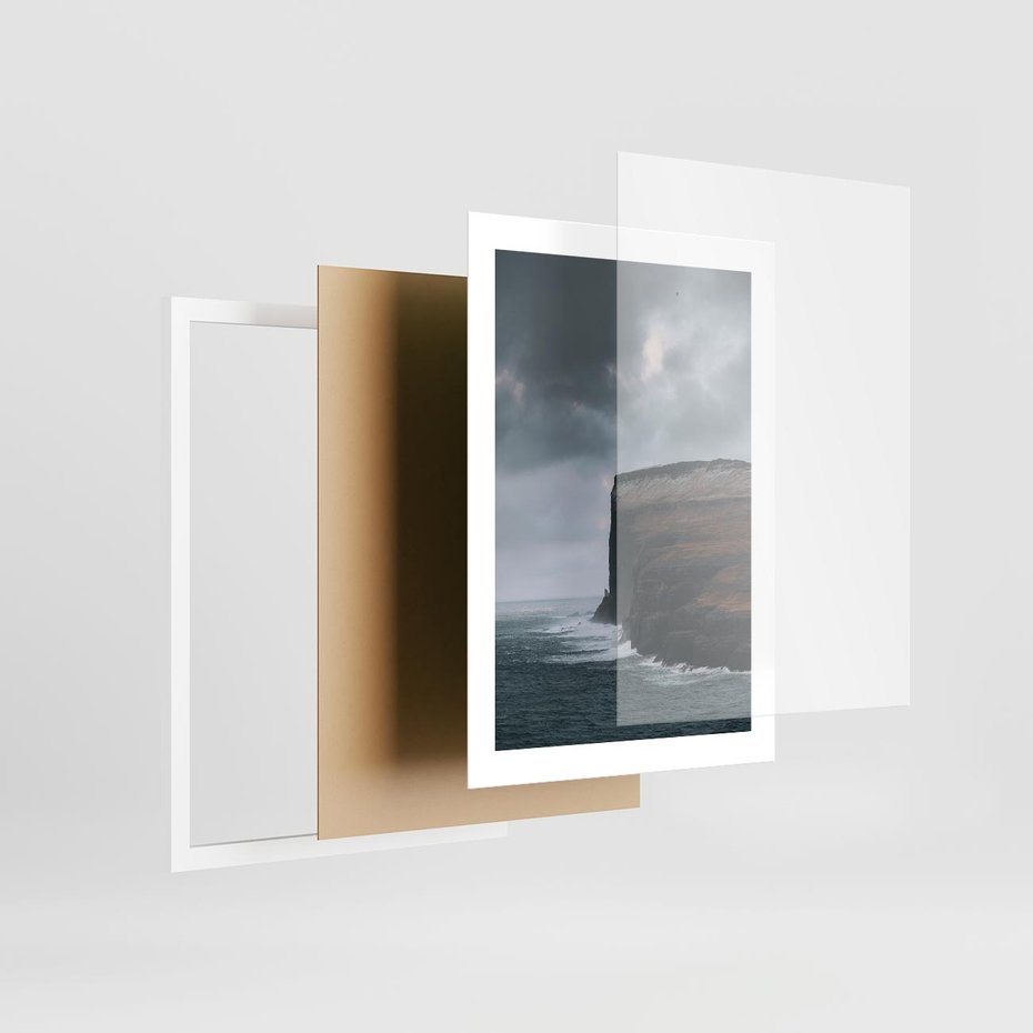 Plakat w ramie 30x40 - Przyroda w Majestacie - fiordy, klify - rama biała