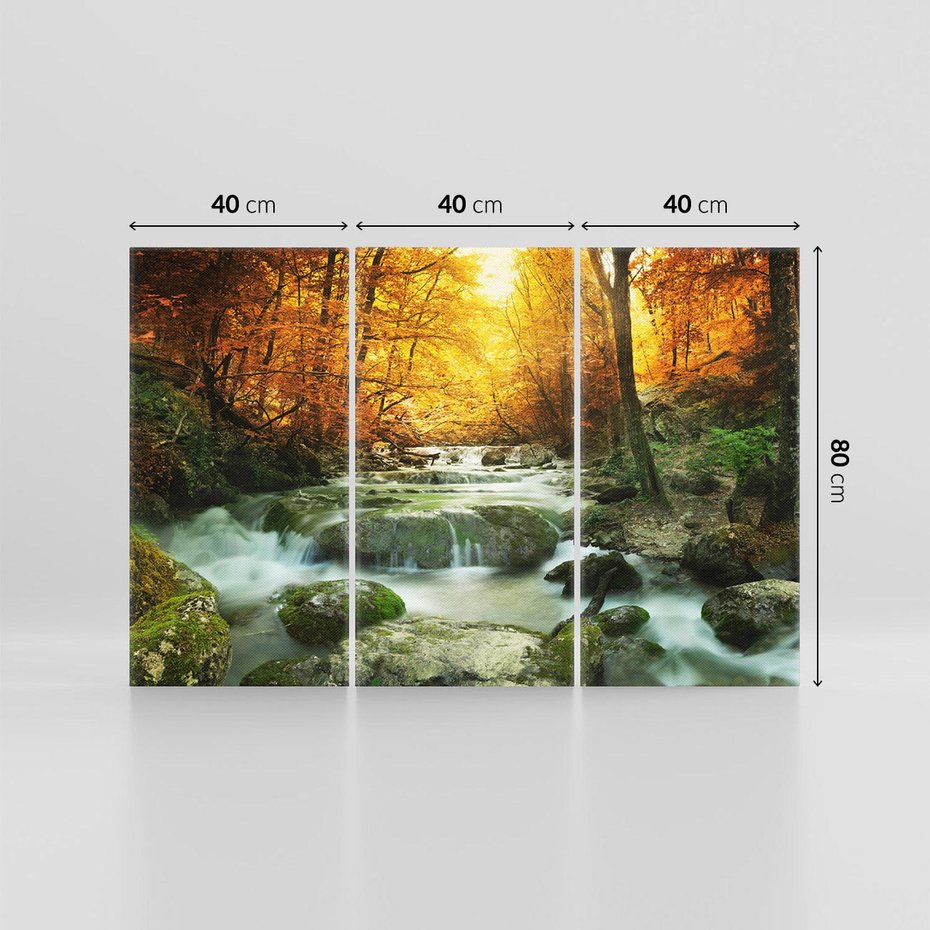 Obraz na płótnie 120x80 - Siła Natury: Strumień w Lesie - strumień, las