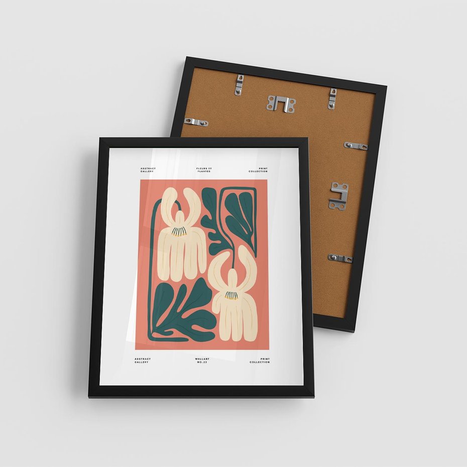 Plakat w ramie 40x50 - Migotliwe Echa - kwiaty, nowoczesna abstrakcja - rama czarna