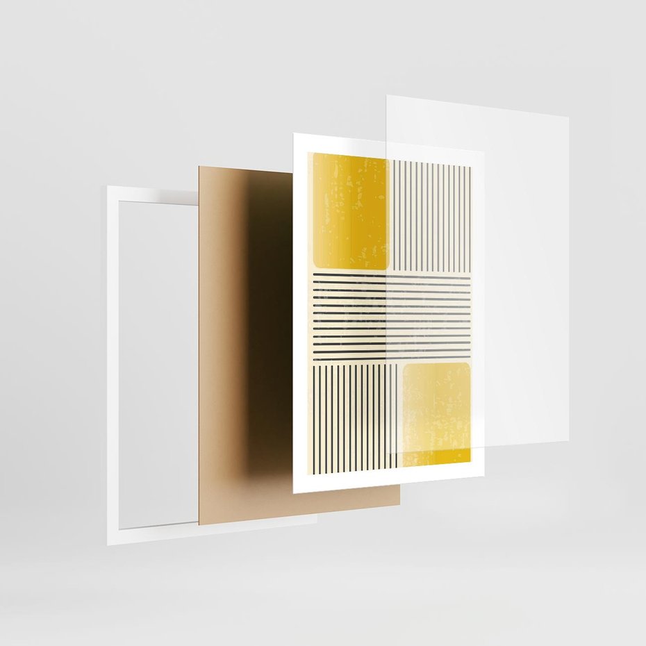 Plakat w ramie 50x70 - Geometria w Ruchu - geometria, proste linie - rama biała