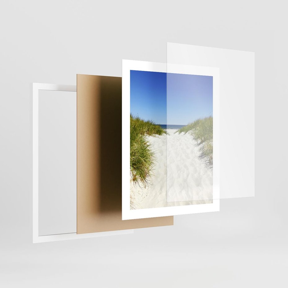 Plakat w ramie 40x50 - Relaks nad Morskimi Wzgórzami - plaża, wydmy - rama biała