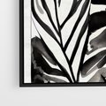 Obraz w ramie 100x70 - Czarne Liście - akwarelowy obraz, czarno biały - rama czarna