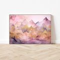 Obraz w ramie 120x80 - Pastelowe Wzgórza - pastelowe, różowe góry - rama drewno