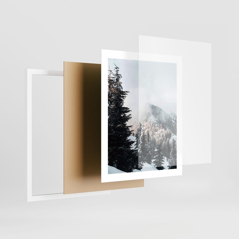 Plakat w ramie 40x50 - Góry, Las i Śnieg na Obrazie - góry, las - rama biała